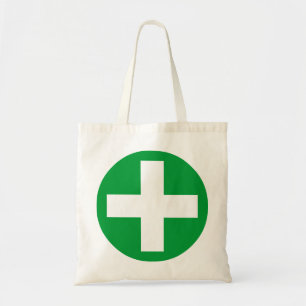 Plus Sign in white with green Tote Bag
