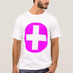 Plus Sign in white with Magenta T-Shirt
