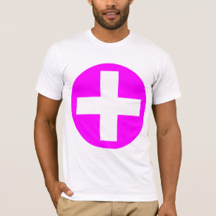 Plus Sign in white with Magenta T-Shirt
