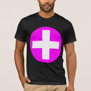 Plus Sign in white with Magenta T-Shirt