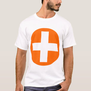 Plus Sign in white with Orange T-Shirt