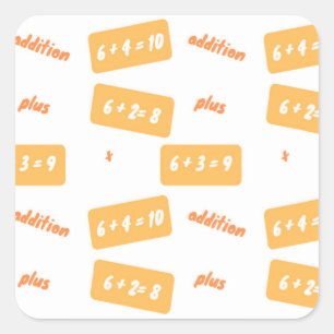 Plus six learning square sticker