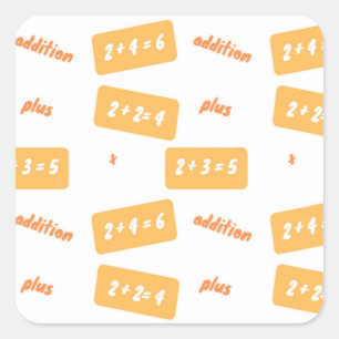 Plus two learning square sticker