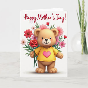 Plush Bear Mothers Day Floral Card