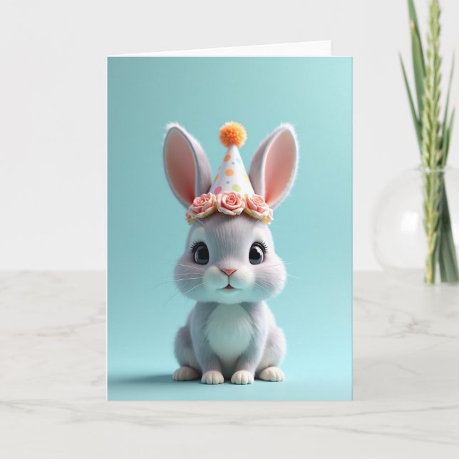 Plush Bunny Birthday Card (Front)