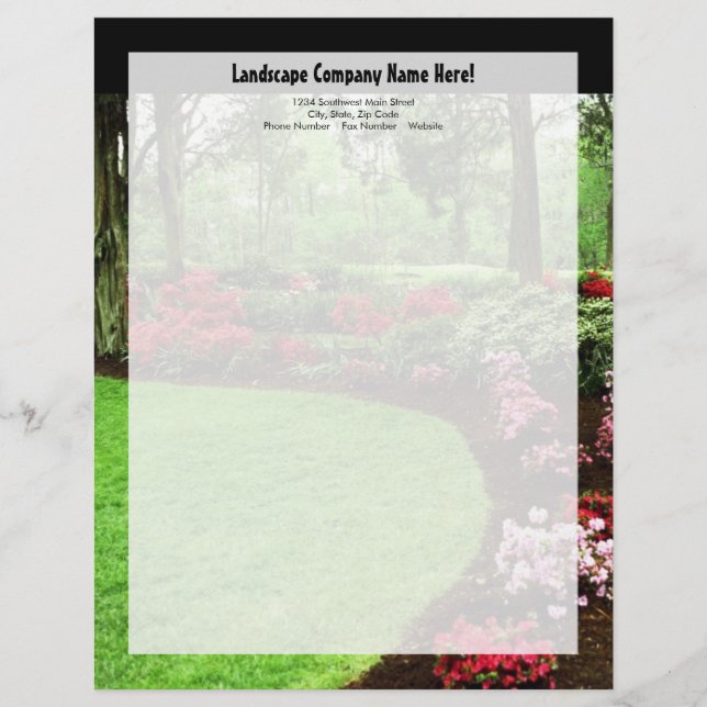 Plush Green Landscape Lawn Care Business Personalized Letterhead (Front)