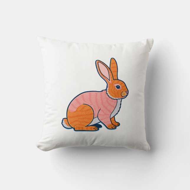 Plush Rabbit Illustration  Cushion (Front)