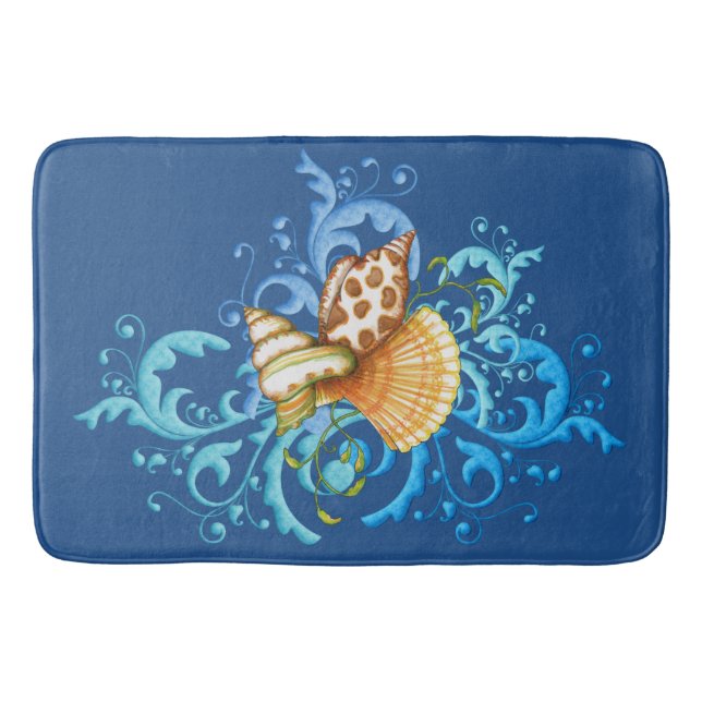 Plush Sea Shell Splash Bath-Mats Bath Mat (Front)