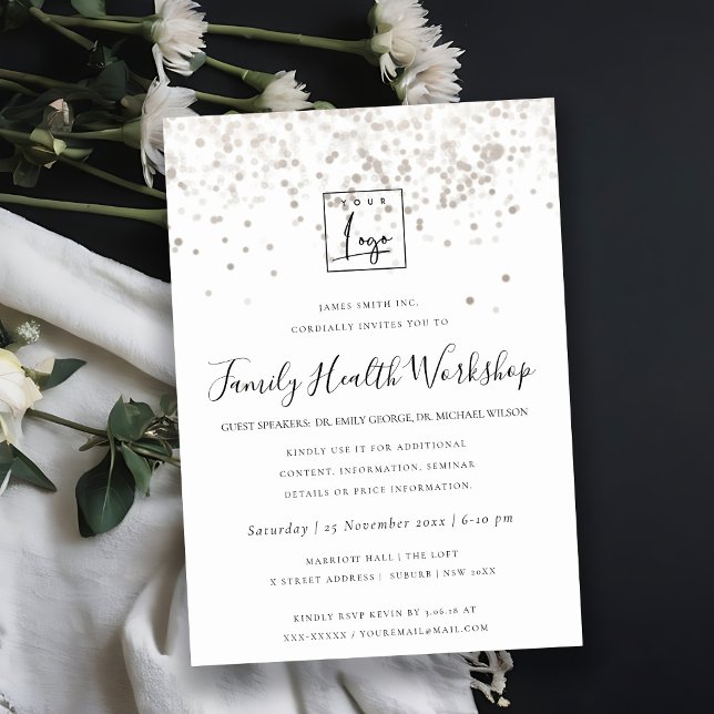 PLUSH SILVER FOIL TEXTURE YOUR LOGO WORKSHOP EVENT INVITATION (Creator Uploaded)