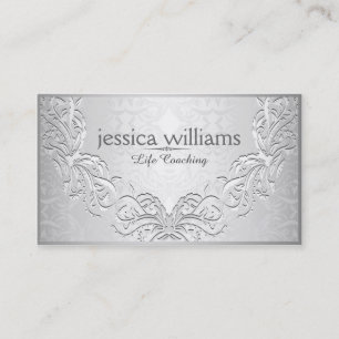 Plush Silvery grey Vintage Embossed Frame Business Card