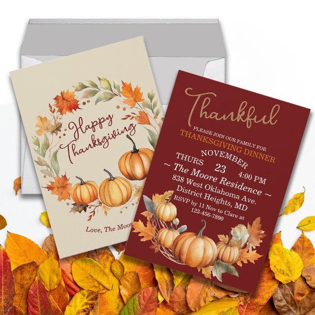Plush Thanksgiving Friendsgiving Dinner Custom  Invitation (Creator Uploaded)