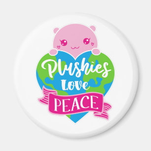 Plushies Love Peace   Cute Kawaii Heart Earth Magnet