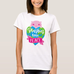 Plushies Love Peace Cute Kawaii Heart Earth T-Shirt