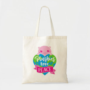 Plushies Love Peace Cute Kawaii Heart Earth Tote Bag