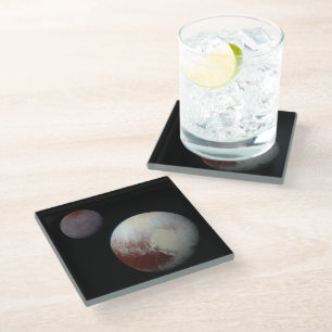 Pluto & Charon 9th or Dwarf Planet Solar System Glass Coaster