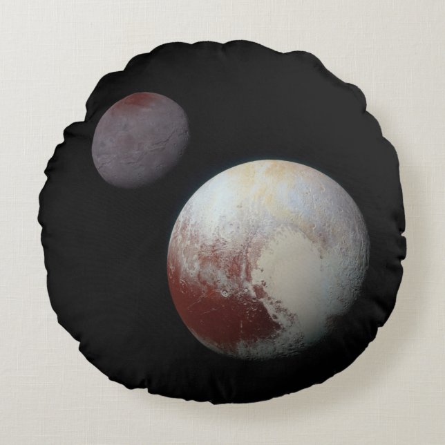 Pluto & Charon 9th or Dwarf Planet Solar System Round Cushion (Front)