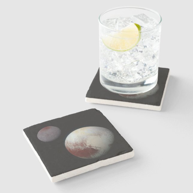 Pluto & Charon 9th or Dwarf Planet Solar System Stone Coaster (Side)