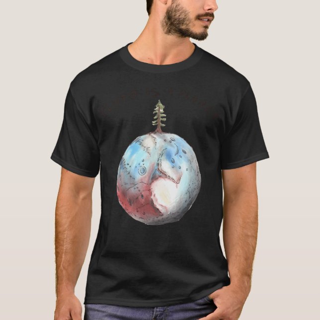 Pluto Is A Planet - Hand Drawn Illustration T-Shirt (Front)