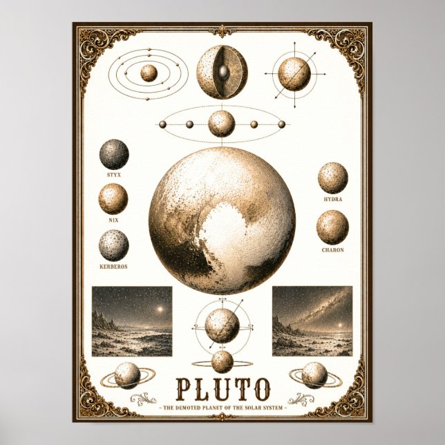 Pluto & Its Moons Astronomy Chart (Front)