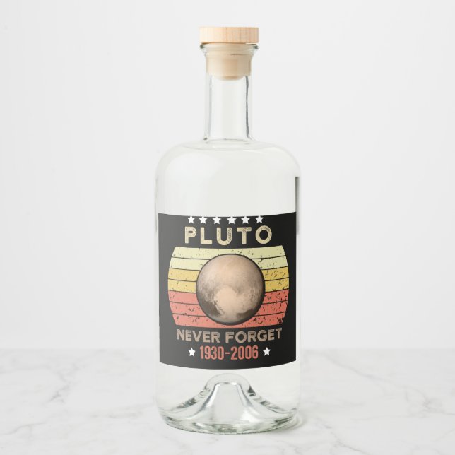 Pluto Never Forget 1930-2006 Liquor Bottle Label (Front)