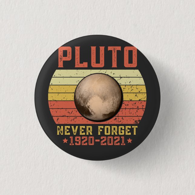 pluto NEVER FORGET 3 Cm Round Badge (Front)