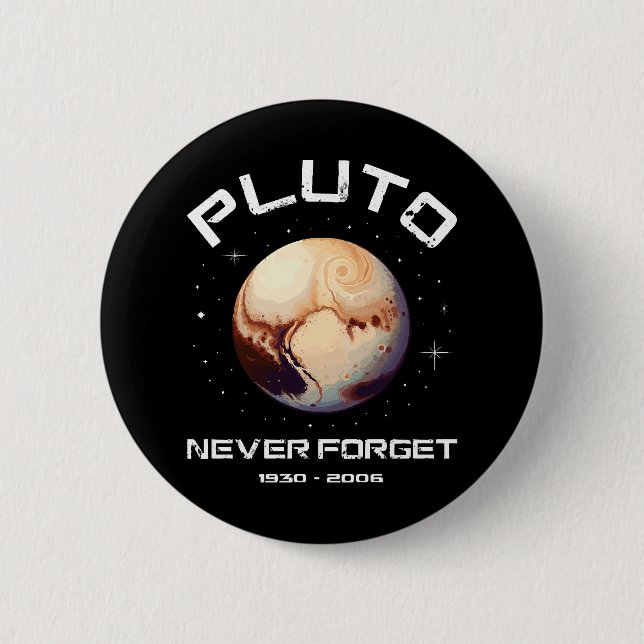 Pluto Never Forget 6 Cm Round Badge (Front)