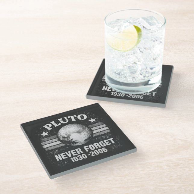 Pluto Never Forget Glass Coaster (Angled)