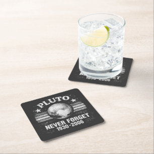 Pluto Never Forget Square Paper Coaster