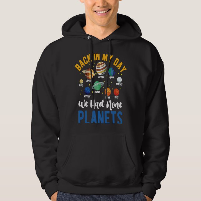 Pluto Nine Planets Astronomy Telescope Cosmology Hoodie (Front)