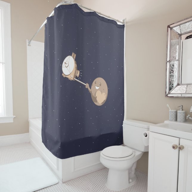 Pluto Selfie Shower Curtain (In Situ)