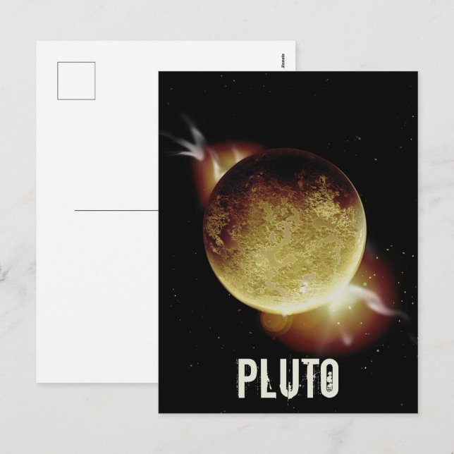 Pluto yellow planet 3d universe space illustration holiday postcard (Front/Back)