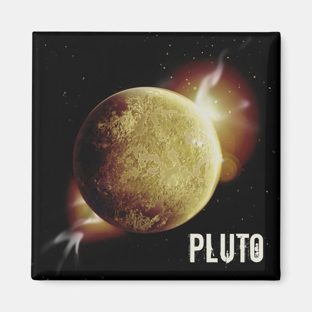 Pluto yellow planet 3d universe space illustration magnet (Front)