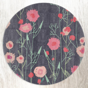 Plymouth Flowers Dark Boho Floral Painting Cutting Board
