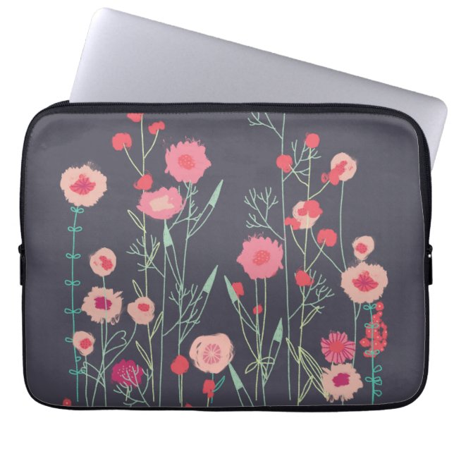 Plymouth Flowers Dark Boho Floral Painting Laptop Sleeve (Front)