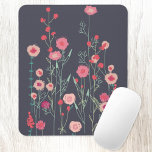 Plymouth Flowers Dark Boho Floral Painting Mouse Pad<br><div class="desc">Modern Bohemian botancial art.
Pretty boho loose pink floral painting on a dark grey background.
Perfect for your favourite gardener.</div>