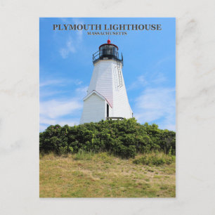 Plymouth Lighthouse, "The Gurnet", MA Postcard