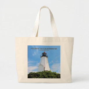 Plymouth Lighthouse, "the Gurnet" Massachusetts Large Tote Bag