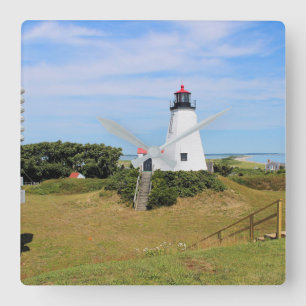 Plymouth Lighthouse, "the Gurnet" Massachusetts Square Wall Clock