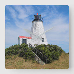 Plymouth Lighthouse, "the Gurnet" Massachusetts Square Wall Clock