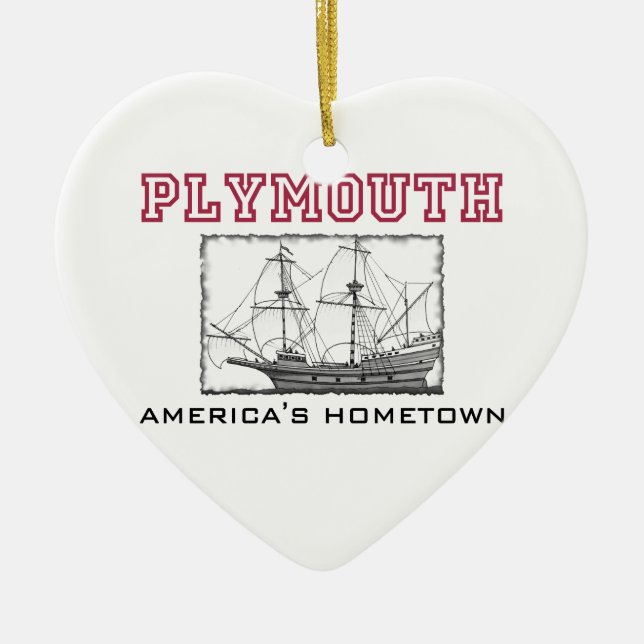 Plymouth, MA Ceramic Tree Decoration (Front)