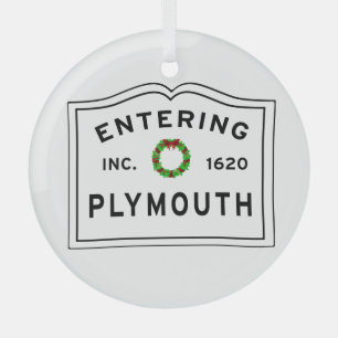 Plymouth, MA Holiday Wreath Ceramic Ornament