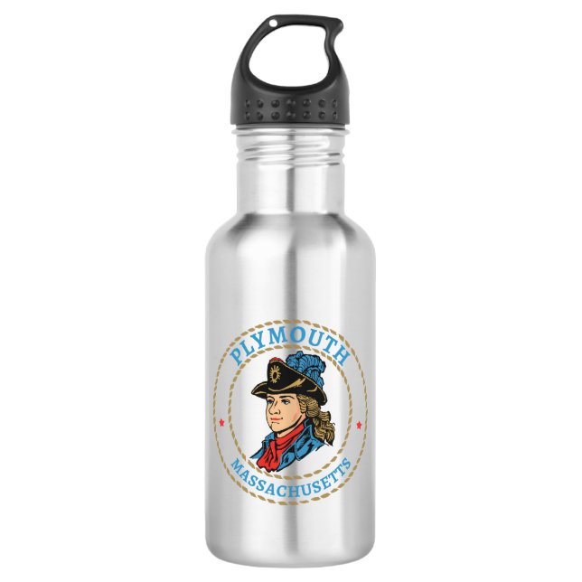 Plymouth Massachusetts Colonial 532 Ml Water Bottle (Front)