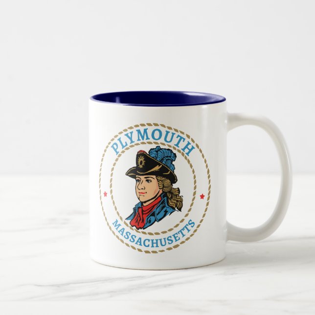 Plymouth Massachusetts Colonial Two-Tone Coffee Mug (Right)