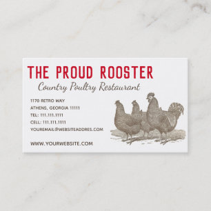 Plymouth Rock Chickens, Rooster Business Card