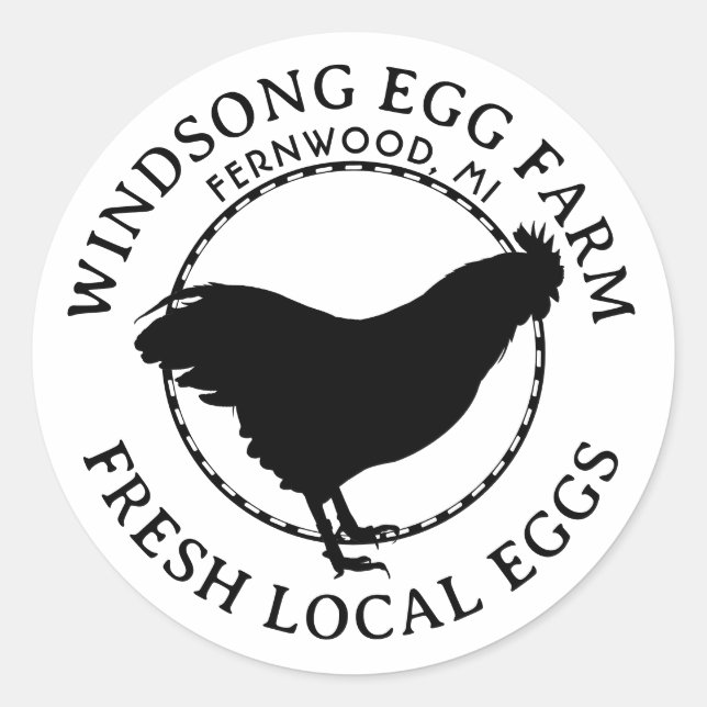 Plymouth Rock Hen Fresh Local Eggs Carton Label (Front)