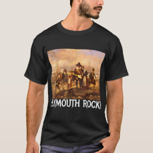 Plymouth Rock! Thanksgiving Pilgrims Rocking Guita T-Shirt