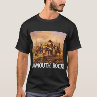 Plymouth Rock Thanksgiving Pilgrims Rocking Guitar T-Shirt