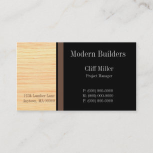 Plywood Construction Business Card, Brown Card