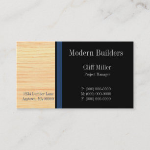 Plywood Construction Business Card, Marine Blue Card