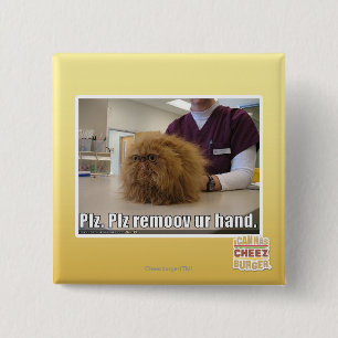 Plz remoov ur hand 15 cm square badge
